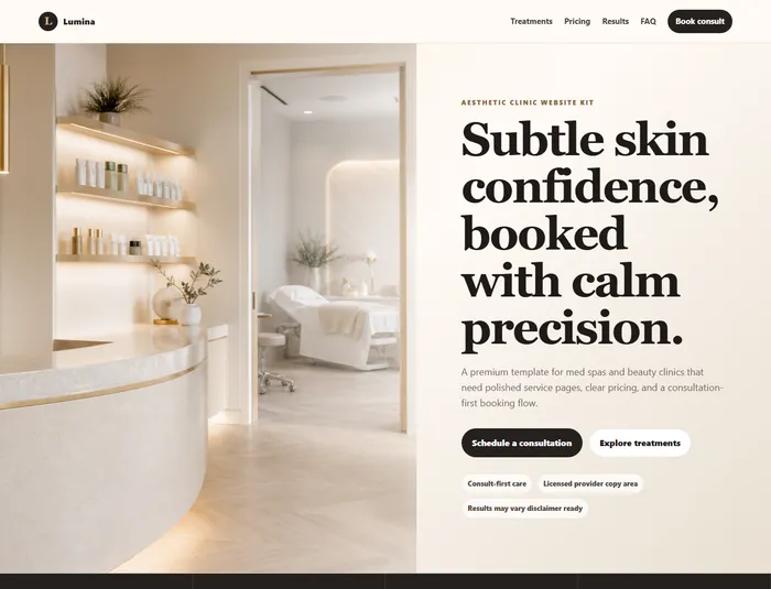 Aesthetic Clinic Launch Kit website preview