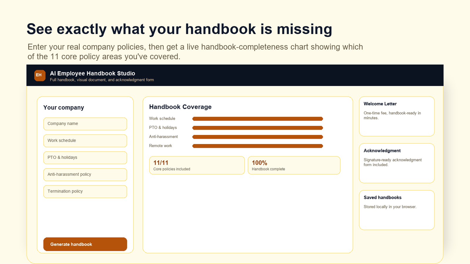 AI Employee Handbook Studio dashboard preview
