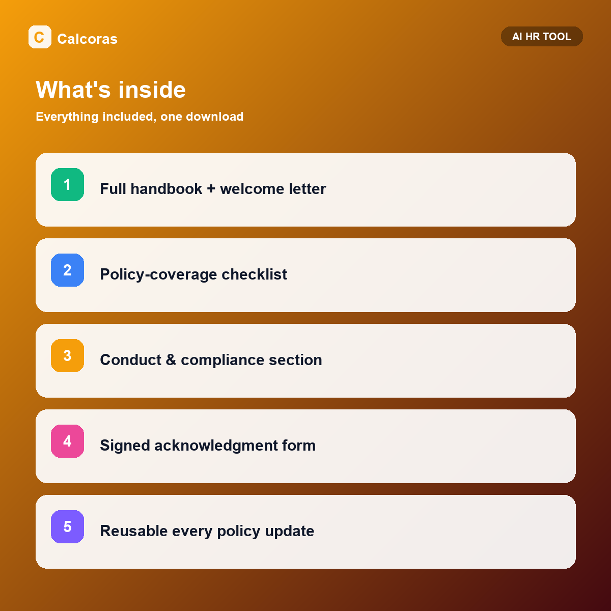 What is included in AI Employee Handbook Studio