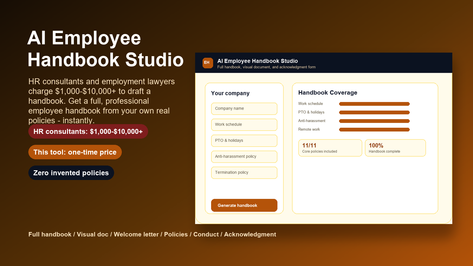 AI Employee Handbook Studio pricing value comparison