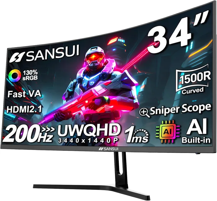 SANSUI 34-Inch Curved Ultrawide Gaming Monitor