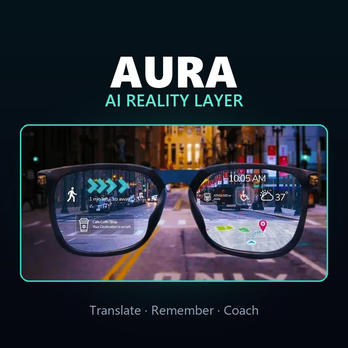 AURA AI glasses reality layer app